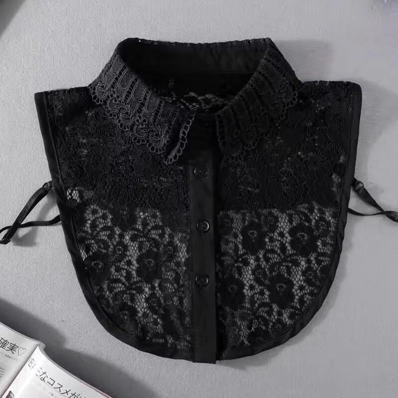 2021 Fashion New Retro Lace Women\'s Clothes Accessories Removable Shirt Fake Collar Black and White All-match Spring  Autumn