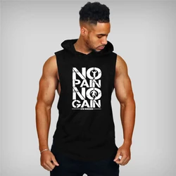 Brand palestre abbigliamento uomo Bodybuilding canotta con cappuccio canotta senza maniche in cotone felpa allenamento Fitness abbigliamento sportivo Top maschile