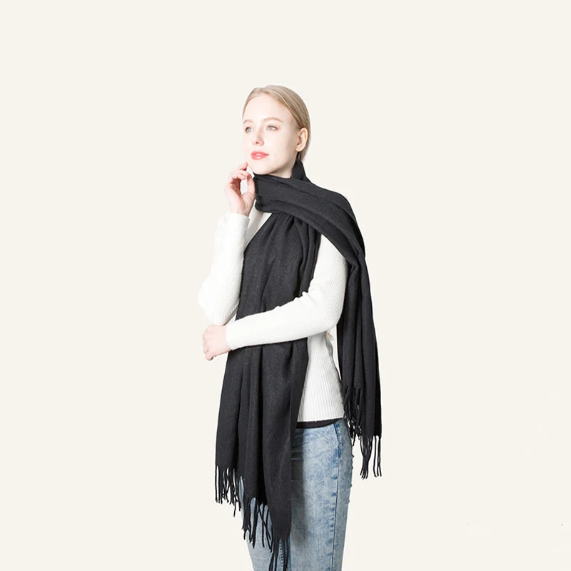 Luxury Brand New Cashmere Soft Women Scarf Solid Warm Winter Pashmina Foulard Tassel Winter Autumn Man Shawl Scarve