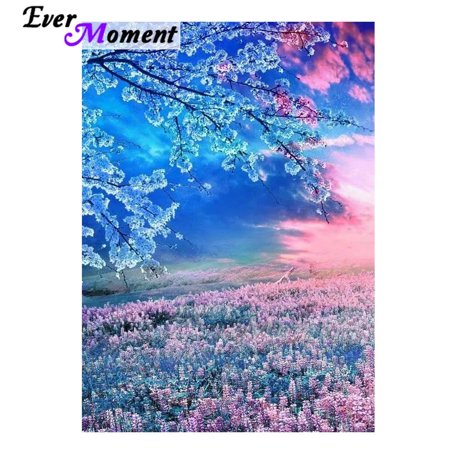 Ever Moment Diamond Painting Ice Tree Lavender Full Square Picture Of Rhinestone Mosaic Diamond Embroidery Cross Stitch ASF2013