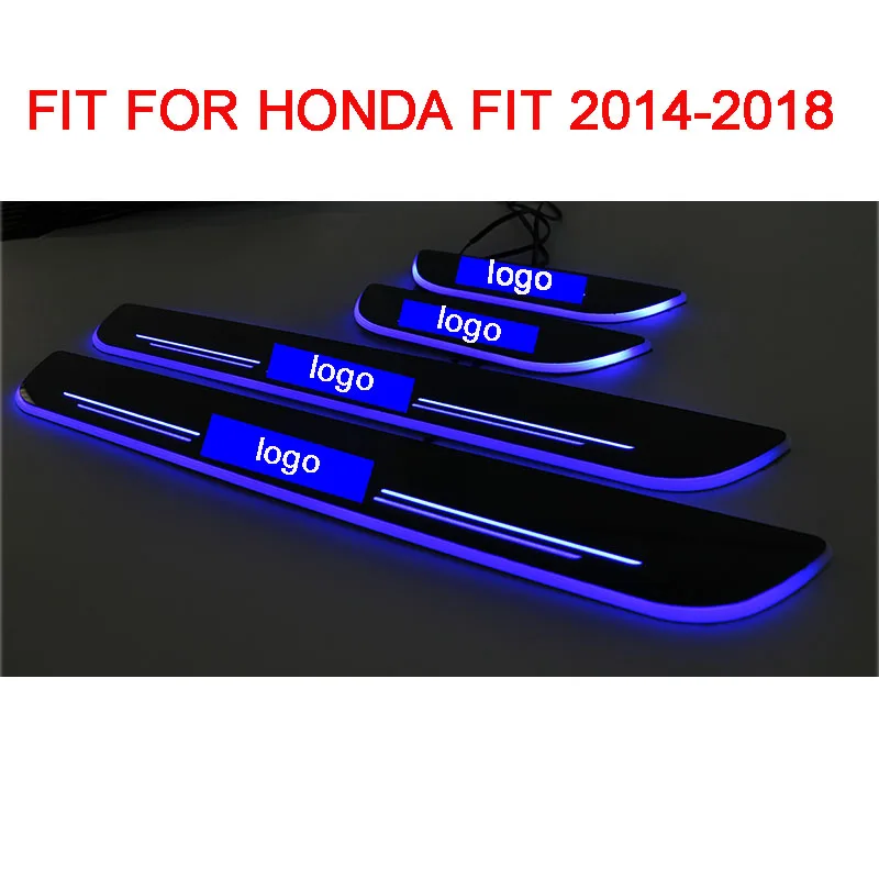 4PCS/SET Car-styling for Honda FIT 2014-2018 LED Door Sill Scuff Plate Welcome Pedal threshold shining brilliant pedal