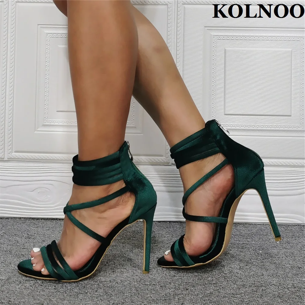 

Kolnoo New Large Size US5-15 Ladies Stiletto Heeled Sandals Cross Straps Summer Party Shoes Evening Club Fashion Daily Hot Shoes