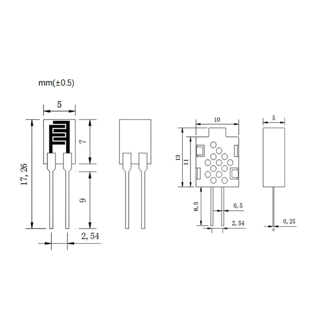 Taidacent 5 pces sensor de umidade de polímero resistente à água SC-M53R sensor de umidade de resistência com caso para substituir C10-M53R