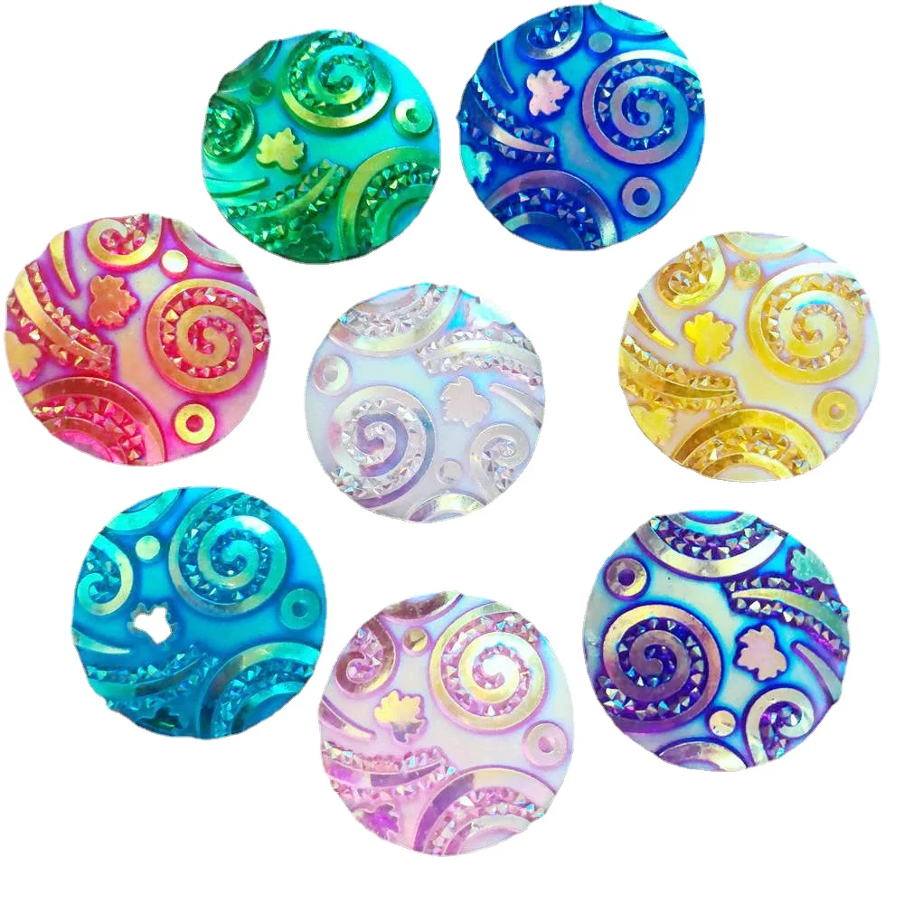 20pcs AB Resin 20mm Round Fun Combination Flatback Rhinestone Wedding Applique Crafts DIY Scrapbook Ornaments DIY R47