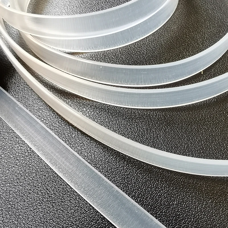 Custom Solid Silicone Rubber Strip Flat Bar Light Box Seal Strip High Temperature Heat Resistance Strip Transparent