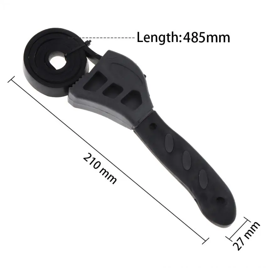 2 In 1 500mm Multifunctional Belt Wrench Filter Spanner Bottle Opener Hand Tool with Adjustable Rubber Strap for Auto Repair