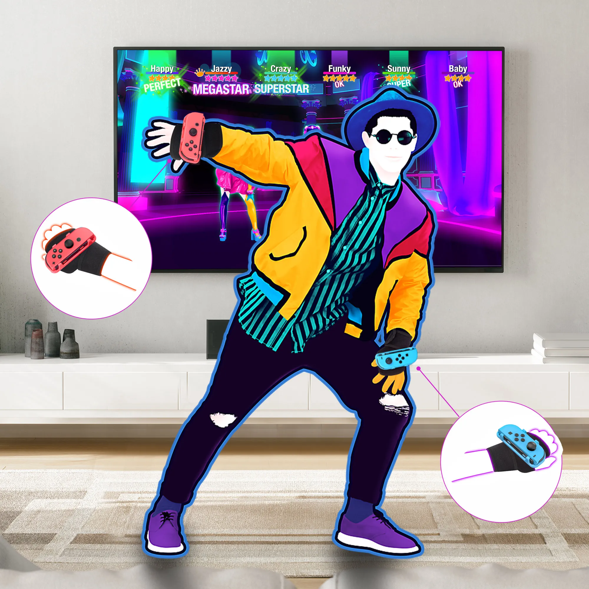 Do przełącznika Nintendo Just Dance 2022/2023 akcesoria do kontrolera Joy-Con Armband regulowane elastyczne paski do tańca opaska na nadgarstek