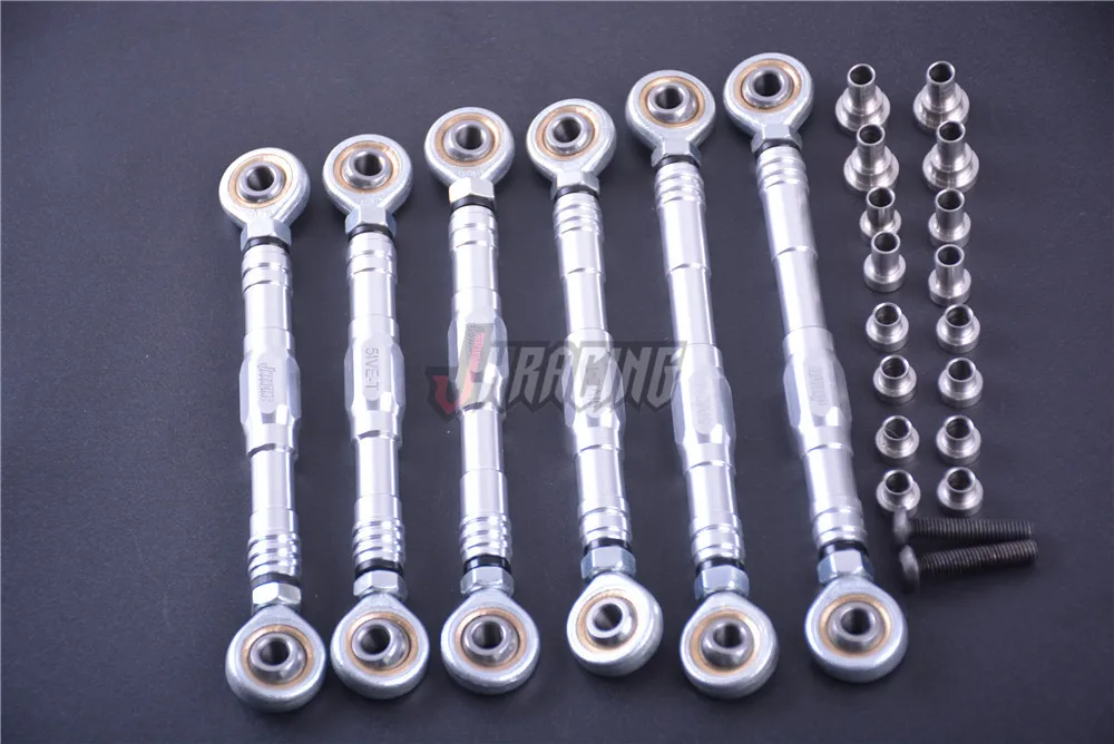 CNC Alloy Zero-Gap Front & Rear Suspension Tie Rod Steering Pull Rod Set for 1/5 Rovan LT KM  LOSI 5IVE-T