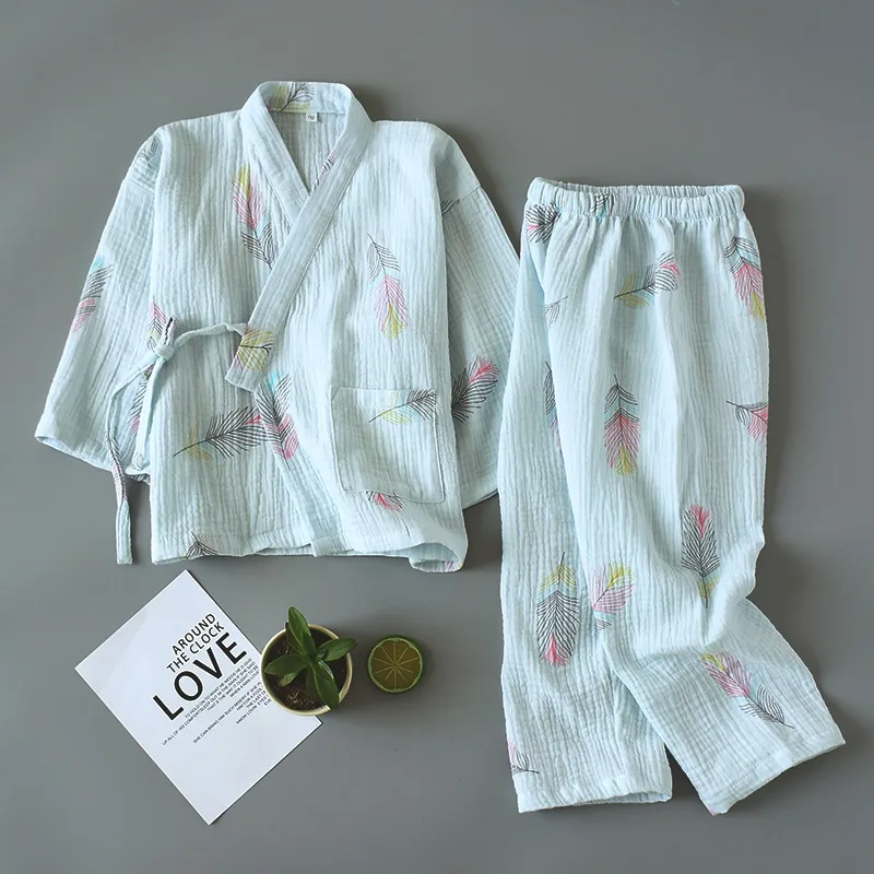 Simple Girls Long-Sleeved Sleepwear Kids\' Cotton Kimono Children\'s Hanfu Creative Baby Japanese-Style Home Pajamas Kimono LB833