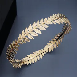 Round Hair Band Baroque Vintage Golden Olive leaves Tiaras Crown Bridal Wedding Headdress Brides Hair Jewelry Accessories