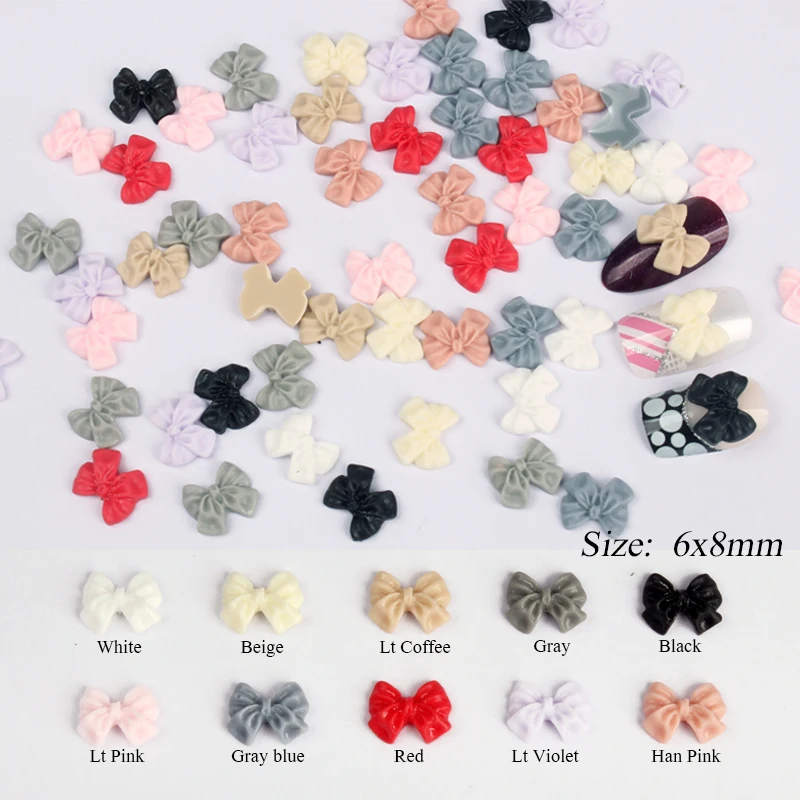 Mini Matte Personality Resin Bow Knot 6x8mm Nail Art Rhinestones Accessori 30Pcs/100Pcs DIY Manicure Art Decoration