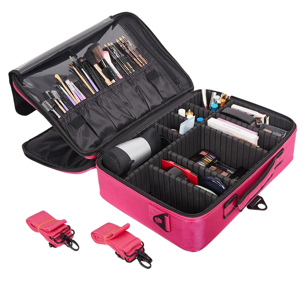 Large Professional Three Layers Cosmetic Organizer Travel Multi-function Makeup Nail Cosmetic Storage Case -4