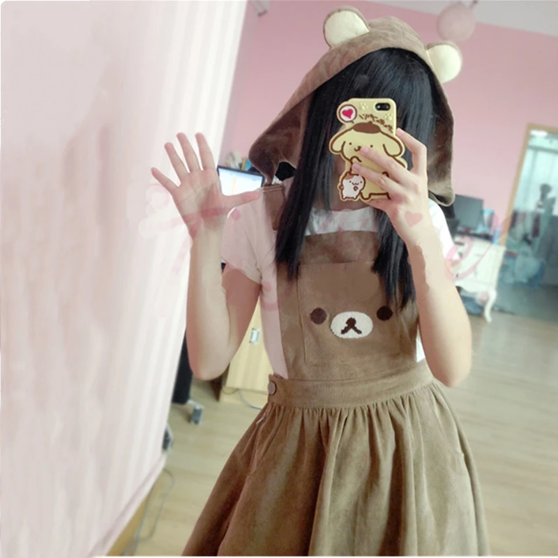 Imagem -03 - Vestido Geral Kawaii Rilakkuma Lolita para Mulheres Bordado Bonito do Urso Vestido de Baile Capuz Harajuku Japonês Mulheres Doces Macacão para Meninas Adolescentes