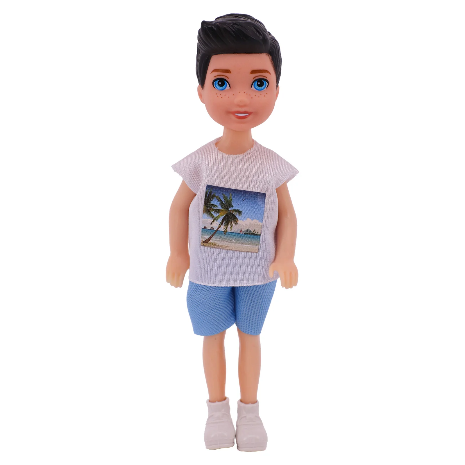 Boy Doll Clothes Cotten Print T-shirt+Shorts Fit For 5Inch American Kelly Doll,Specialiy Mini Doll House Toy,Girl Christmas Gift