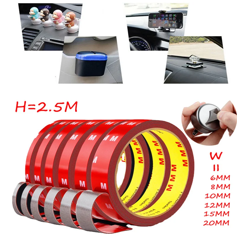 6/8/10/15/20mm Car Special Double Sided Tape 2.5M Grey Strong Adhesive Tape Sticker for Phone Lcd Screen Repair Accessories