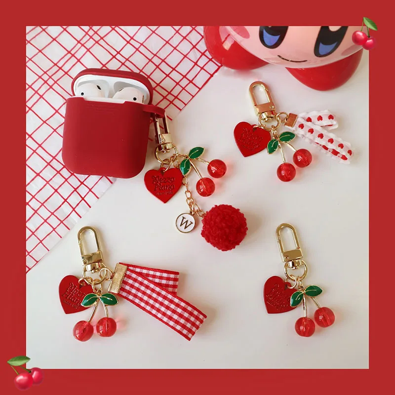 Chaveiro de cereja de cristal para airpods, capa protetora super fofa de cristal cereja para fones de ouvido sem fio bluetooth airpods capa de proteção 2/1