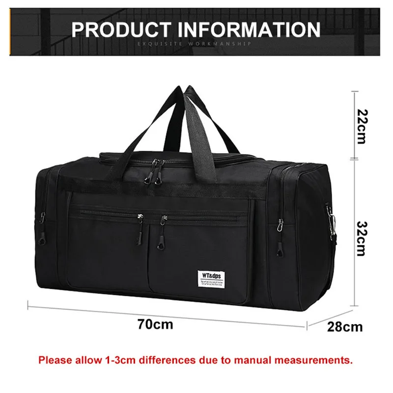 70CM 70L Nylon Luggage Travel Gym Outdoor Bag Large Travelling For Women Men Duffle Handbags Shoulder Weekend Sports Bag XA751D