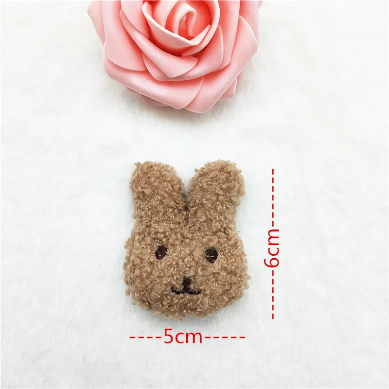 10Pcs/Lot 5*6CM Plush Cartoon Teddy Velvet Rabbit Appliques For Baby Headwear Clip Bow Accessories Decor Patches