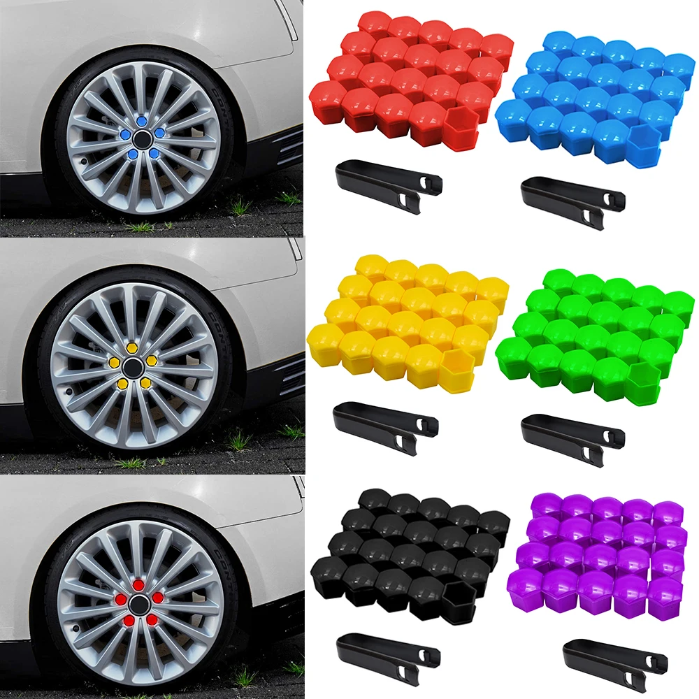 20 Pcs Car Tyre Wheel Nut Caps 19mm Auto Hub Screw Cover For Ford Buick Toyota Mazda Hyundai Chevrolet KIA Exterior Decoration