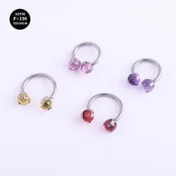 16G ASTM F136 Titanium Circular Barbell with Internal Screw Clear Crystal Body Jewelry for Nose Septum Daith Cartilage Piercings