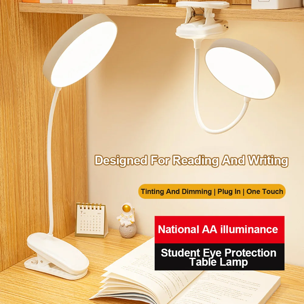 

3 Modes Touch Dimming USB Dimming Clip Table Lamp Student Dormitory Learning Study Table Light Bedside Flexo Lamps