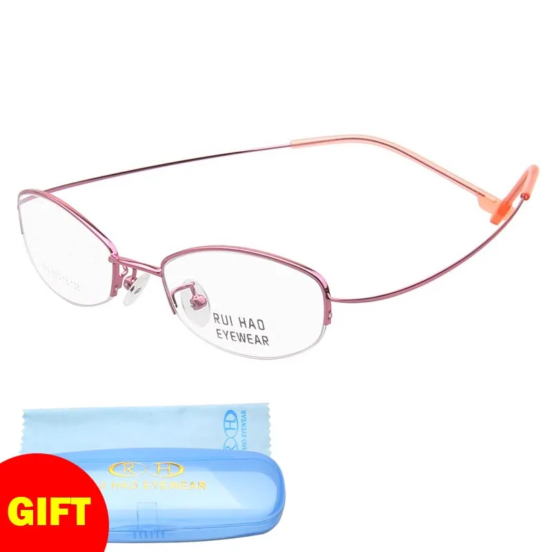 

Super Light Eyeglasses Frame Leisure Glasses Frame Women Half Rimless Optical Spectacles 4 Color Rui Hao Eyewear Brand 634