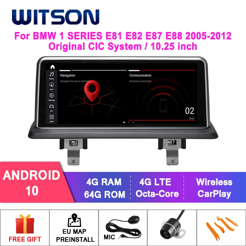 

WITSON Android 10.0 10.25" CAR DVD GPS For BMW 1 SERIES E81 E82 E87 E88 2005-2012 4GB+64GB auto radio multimedia GPS CIC system