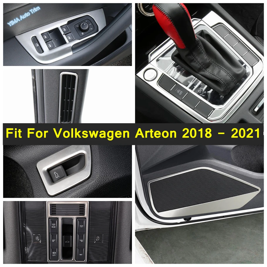 

Auto Window Switch / Tailgate Control Button / Door Loudspeaker Cover Trim Silver Accessories For Volkswagen Arteon 2018 - 2024