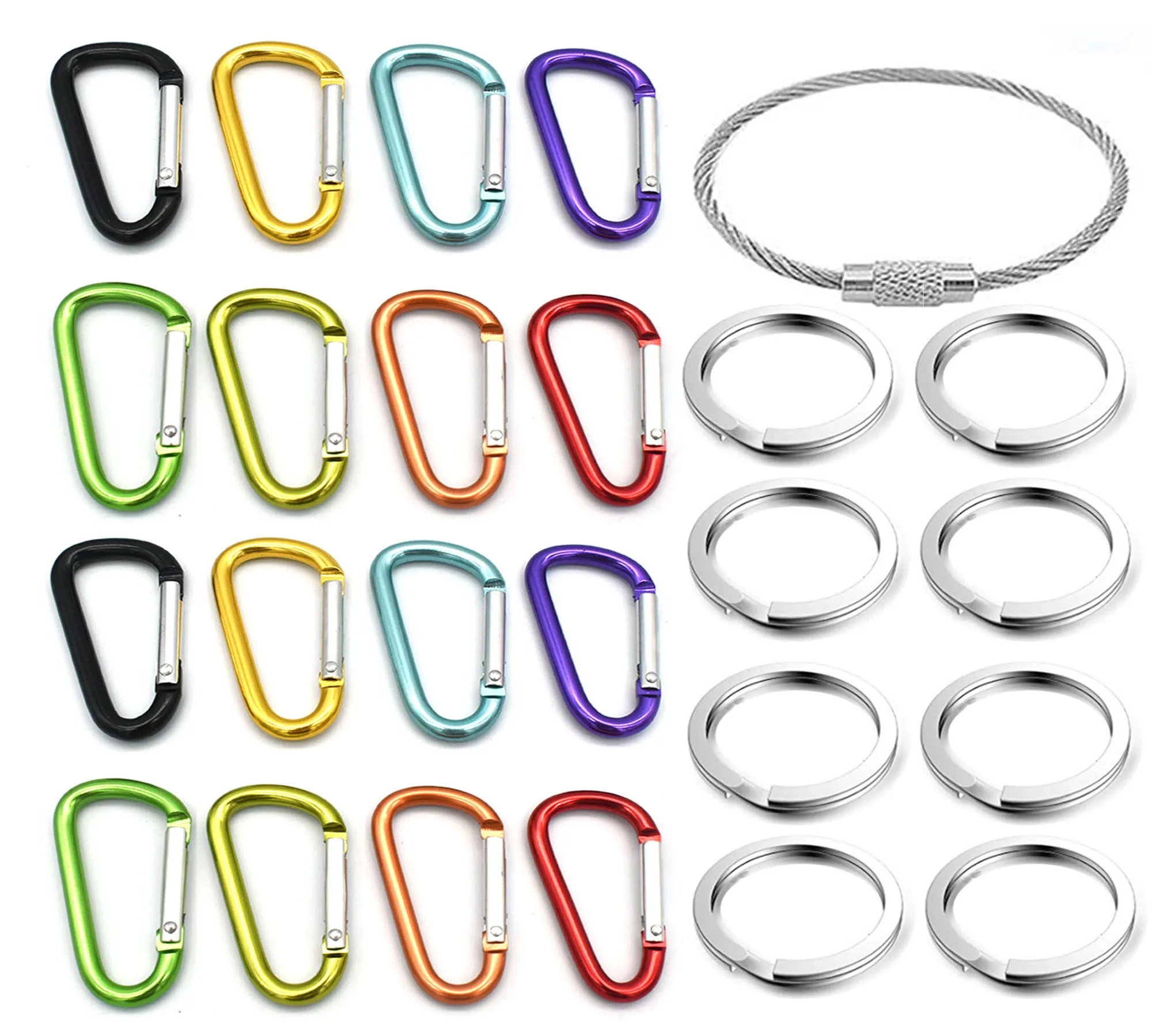 

D Shape Carabiners Clip Aluminum Spring Ring Key Ring Chain Carabiner Hook Clasp Durable Buckle Push Gate Clip Multipurpose