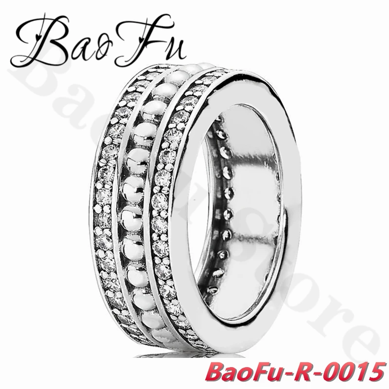 

BaoFu Genuine 925 Sterling Silver Ring Original Micro-Label Round Bead Pavé Suitable For Original Female Jewelry