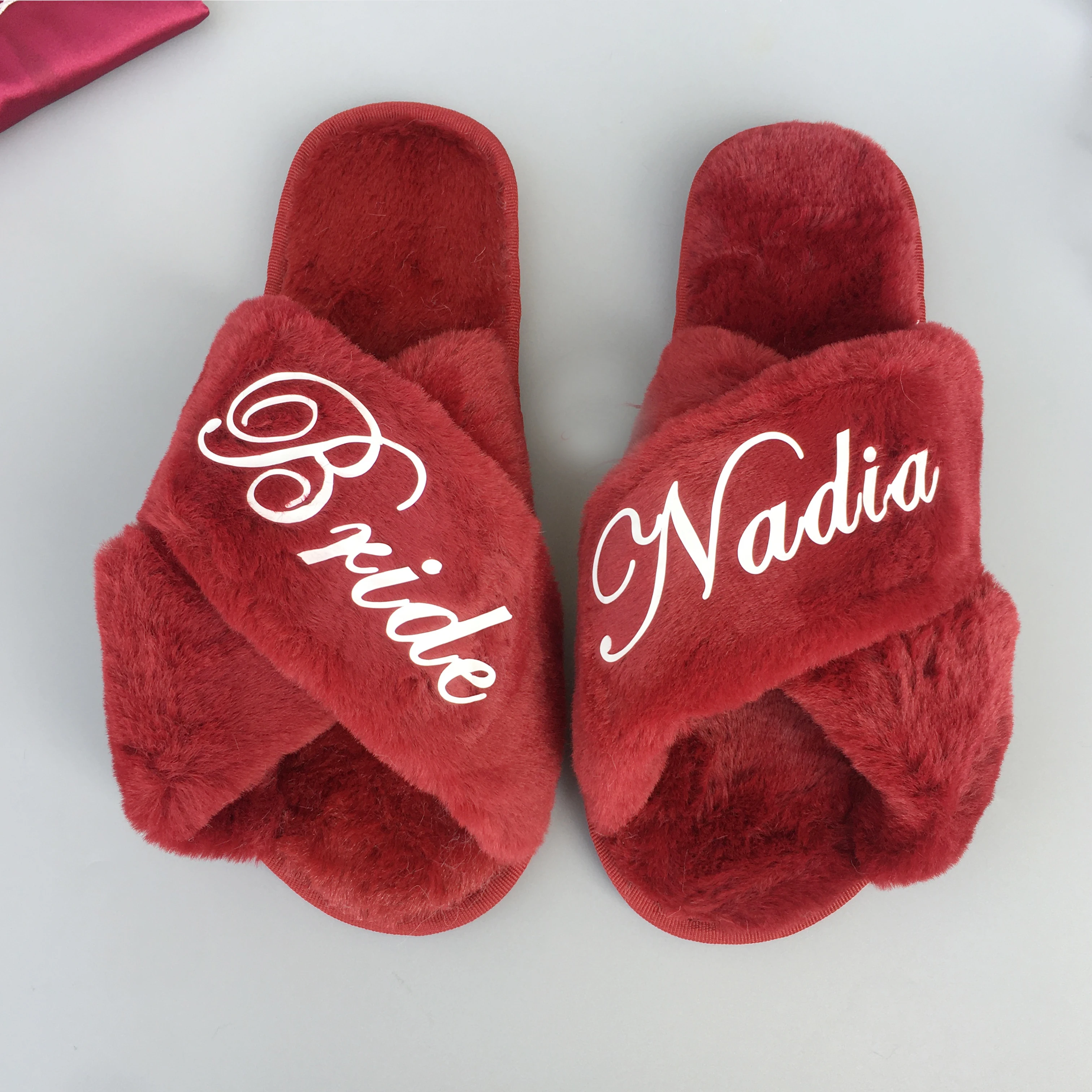 

Coral fleece Team bride squad maid of honor gifts party supplies customized bridesmaid gift wedding slippers