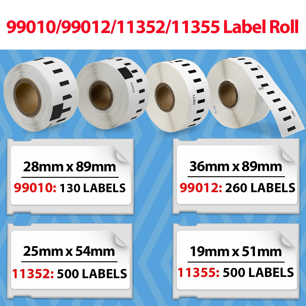 Labelwell 1Roll 260pcs Address Labels 99012 Thermal Paper LW 99012 99010 11352 11355 roll for DYMO LabelWriter 450 DUO/450/4XL