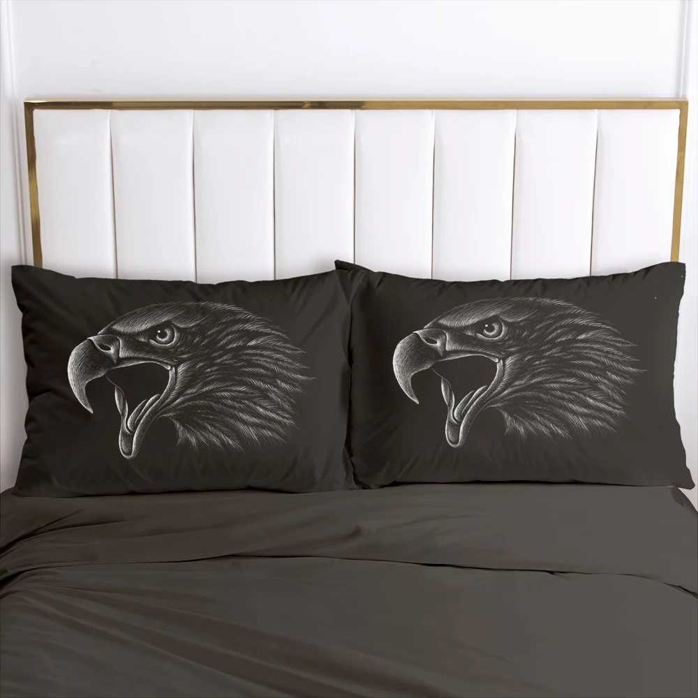 

2 Pcs 3D Printed Black And White Animals Eagle Pillowcase Printed Home Decorative Pillowcase Pillow Cover Decoraion Bedclothes