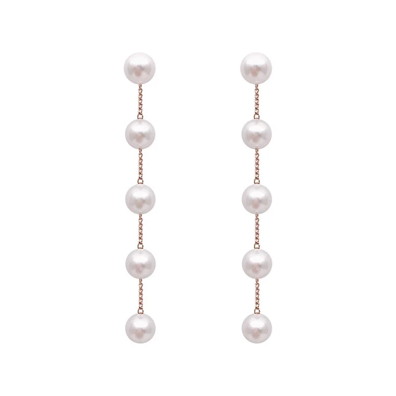 Trend Simulation Pearl Long Earrings Female Moon Star Flower Rhinestone Wedding Pendant Earrings Fashion Korean Jewelry Earrings