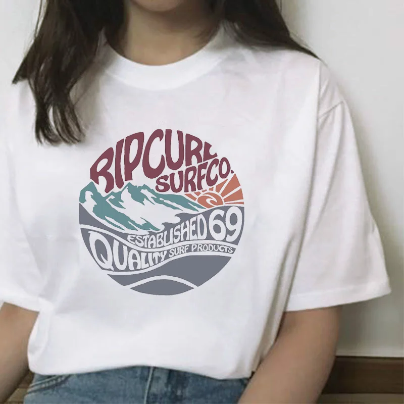 Dream Ripcurl Surf Vintage Women Tee Summer Beach Style Cotton Short Sleeve Oversized T Shirt Tops Grunge Aesthetic Fashion Egir