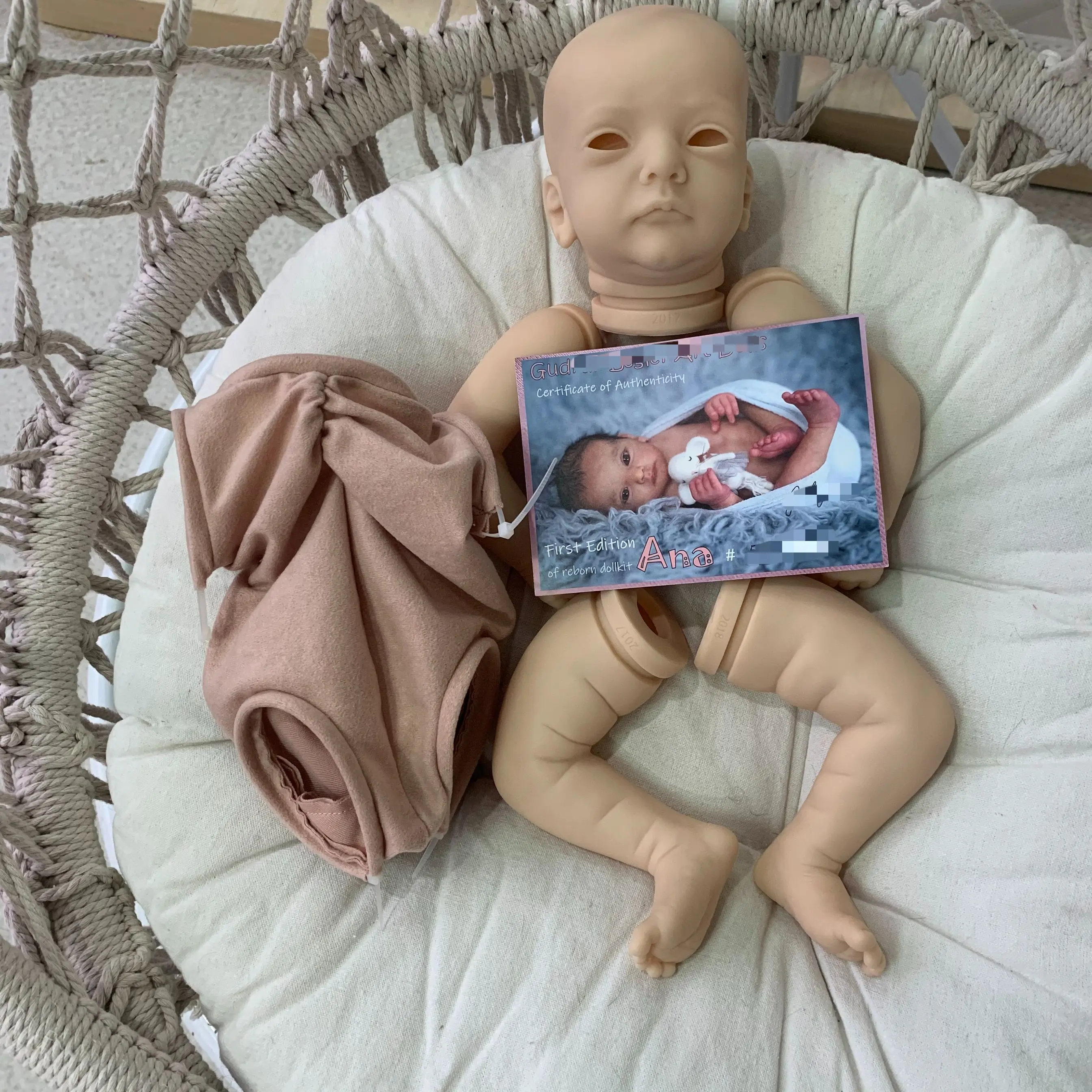 NPK 19Inch Reborn Doll Kit Ana soft touch newborn Baby unfinished doll parts  with COA