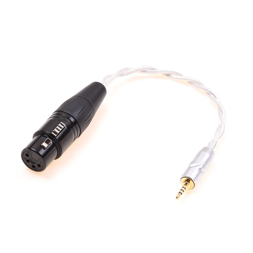 2.5mm męski na 4pin XLR żeński zrównoważony Adapter Audio posrebrzany przewód ekranowy kompatybilny dla Astell & Kern AK240 AK380 DP-X1FIIO
