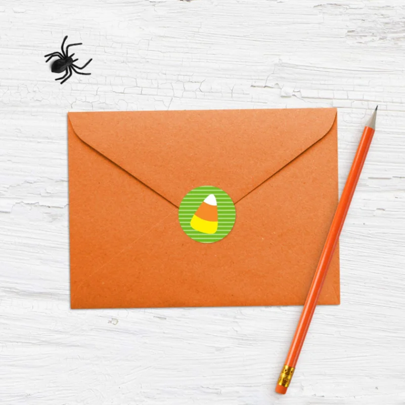 100–500 Stück Halloween schwarze Fledermaus DIY runde Aufkleber Versiegelung Verpackung Aufkleber Halloween Geschenk Dekoration 8 gruselige Designs – Detail 3