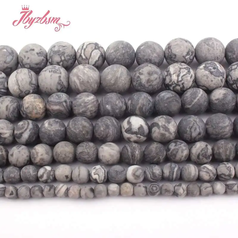 

Natural Map Stone Smooth Round Spacer Loose Stone Beads for DIY Accessories Charm Necklace Bracelats Jewelry Making Strand 15"