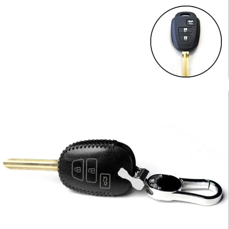 Genuine Leather 2/3/4 Button Remote Key Fob Protector Case Cover For Toyota Innova Fortuner Vios Wish Prado