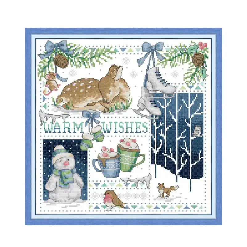 

Рождественский набор для вышивки крестом с оленями Aida 14ct 11ct, принт, канва, стежки, рукоделие, вышивка, сделай сам, ручная работа