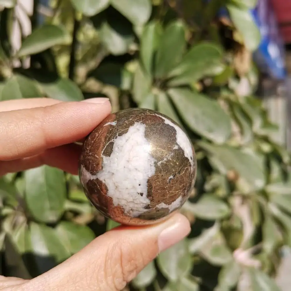 40mm Natural Pyrite Sphere Ball Healing with Wood Stand