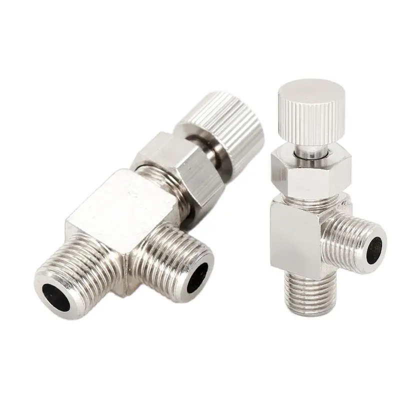 Right-angle External Wire Needle Valve Elbow 1/4 Copper Nickel-plated Flow Control Throttle Valve