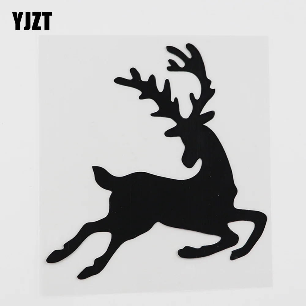 YJZT 12.2CMX12.8CM Fun Jumping Reindeer Forest Animals Vinyl Car Sticker Black/Silver 8A-0130