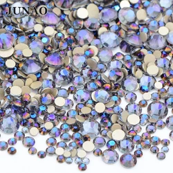 JUNAO 1440Pc Mix Size viola fantasma vetro Strass Glitter cristallo pietra Non Hotfix Strass tondo per Nail Art 3D decorazione fai da te