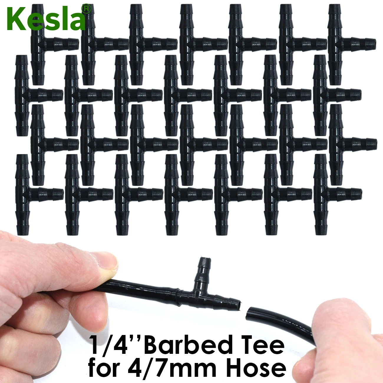 KESLA 20-50PCS Plastic Dripper Watering Growing Tee 1/4 Inch Hose Connector Joint Hose Outdoor Irrigation Tools for 4mm/7mm Hose