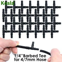 KESLA-Gotejador de Plástico, T Regador Crescente, Junta de Mangueira de 1/4 Polegadas, Ferramentas de Irrigação Externa, 4mm, 7mm, 20-50Pcs