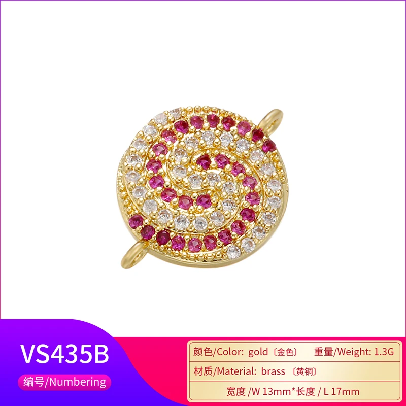 Zhukou 13X17 Mm Kristal Berwarna Lollipop Konektor untuk Wanita Buatan Tangan DIY Kalung Gelang Perhiasan Aksesoris Model: VS435