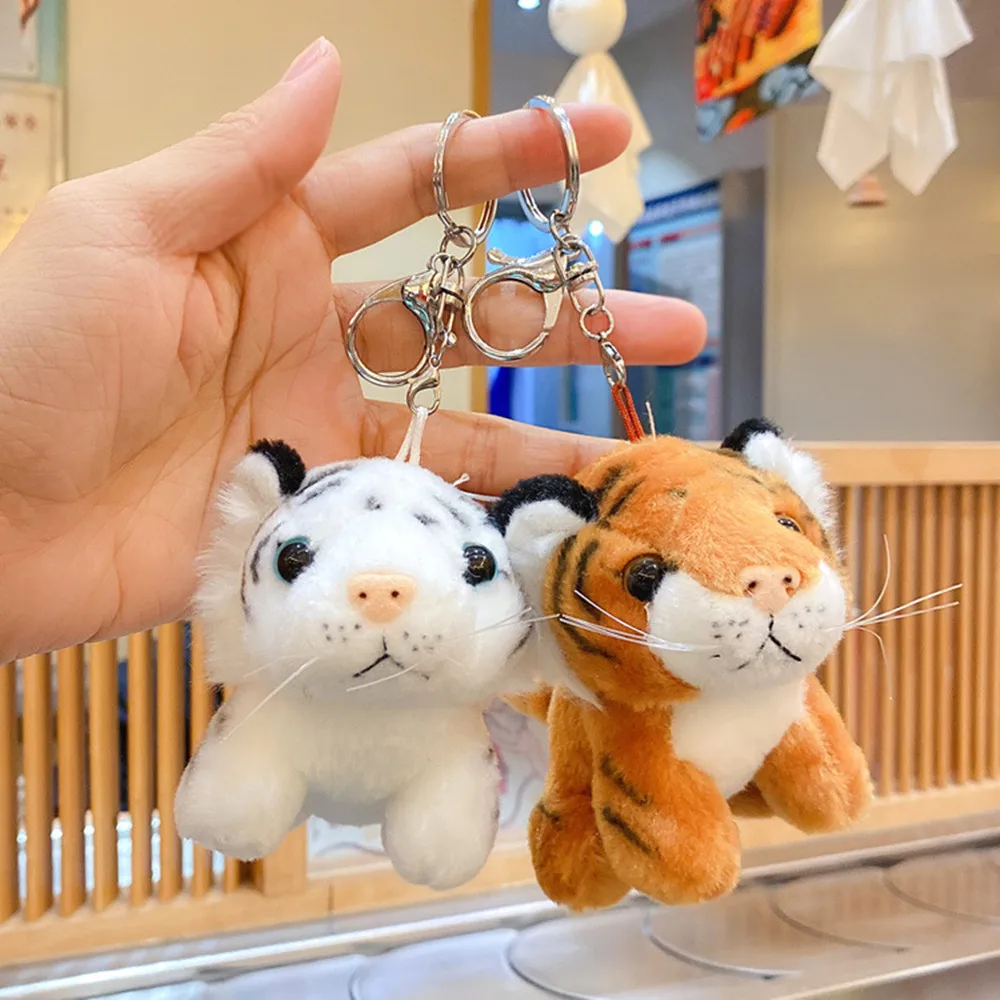 Plush Key Chain Stuffed Animal Cute Tiger Toy Charm Keyring Cute Keychain For Kids Bag Backpack Handbag Hanging Pendant