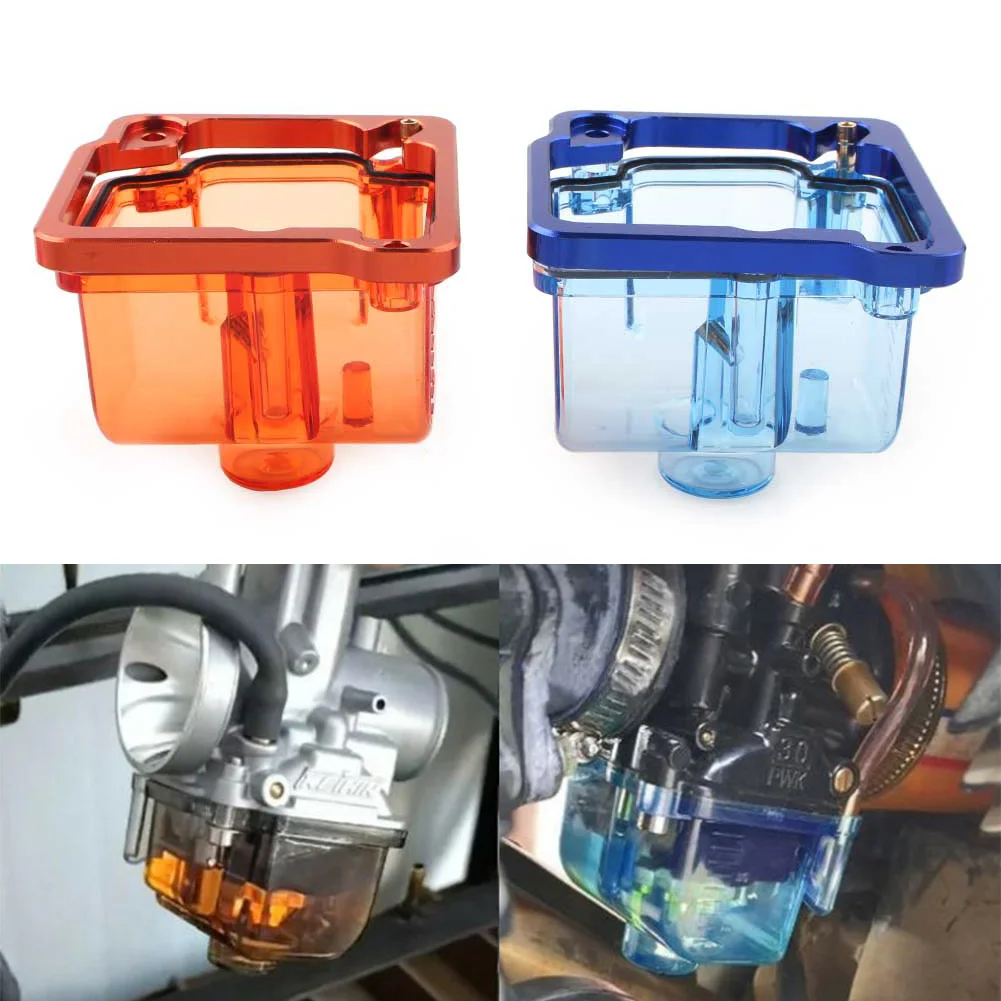 Transparent Carburetor Bottom Float Bowl Plastic Shell For PWK I II III Carb 21mm-34mm Blue/Orange